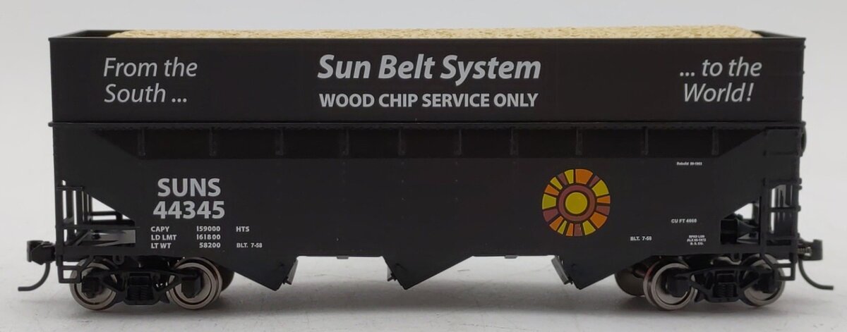 Bowser 2-5975 HO Sun Belt System 70-Ton Offset Side Wood Chip Hopper RTR #44345