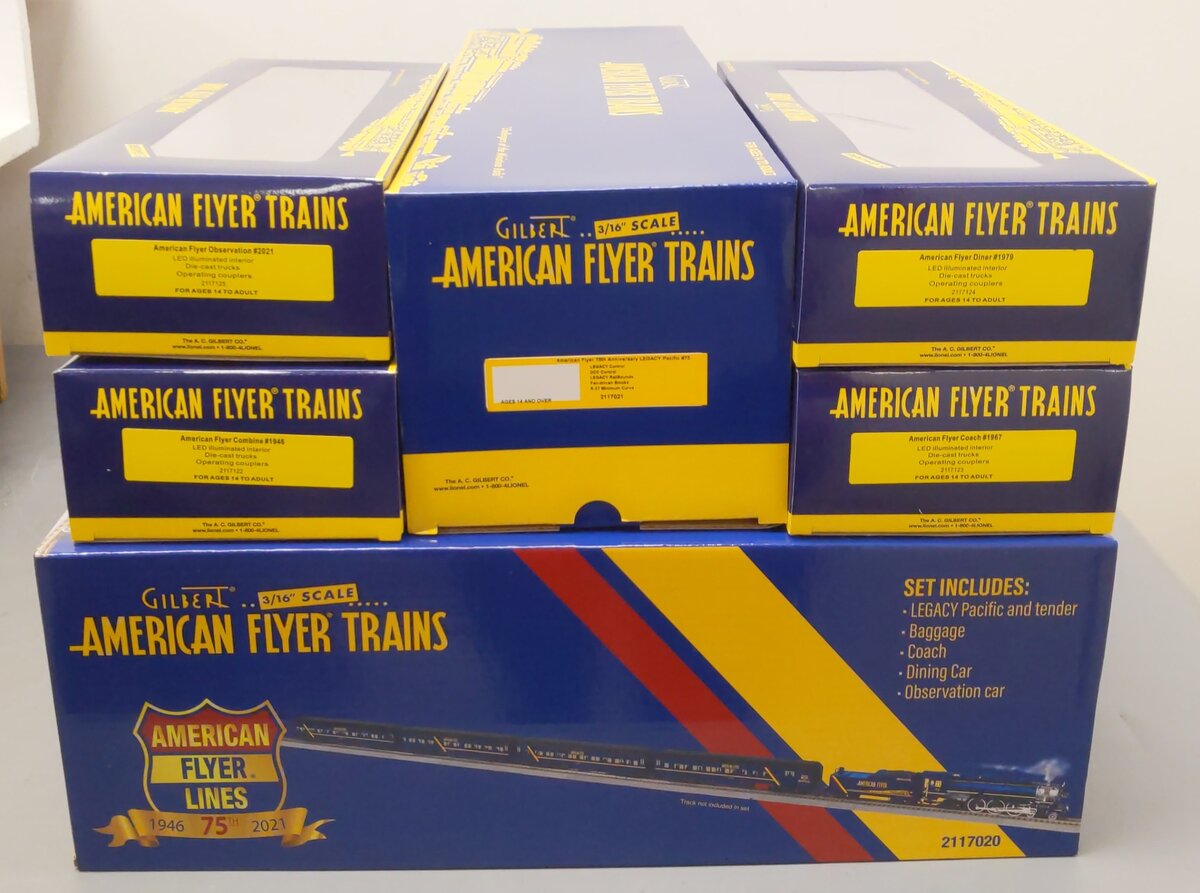 American Flyer 2117020 S/O AF 75th Anniversary S Gauge Steam Passenger Train Set
