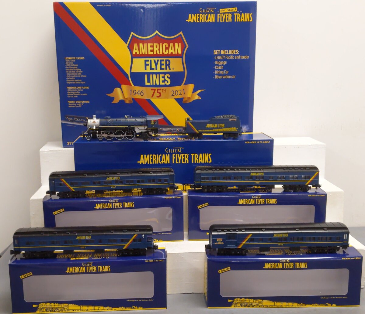 American Flyer 2117020 S/O AF 75th Anniversary S Gauge Steam Passenger Train Set