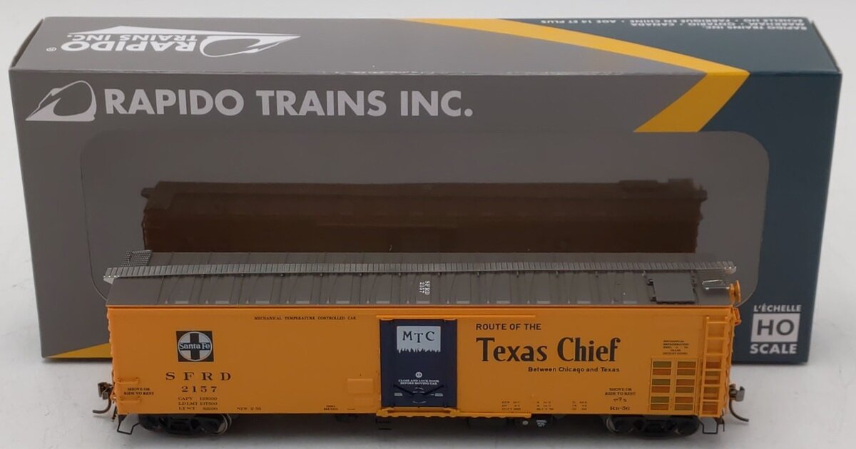 Rapido Trains 156003A HO SF Texas Chief Slogan RR-56 Mechanical Reefer #2157