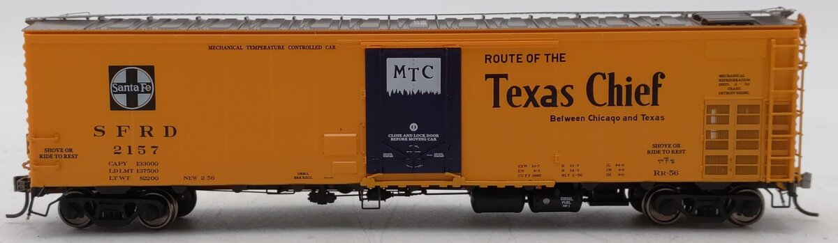 Rapido Trains 156003A HO SF Texas Chief Slogan RR-56 Mechanical Reefer #2157