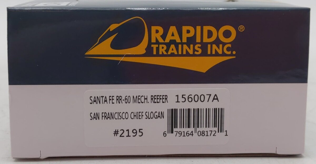 Rapido Trains 156007A HO SF Chief Slogan RR-60 Mechanical Reefer #2195