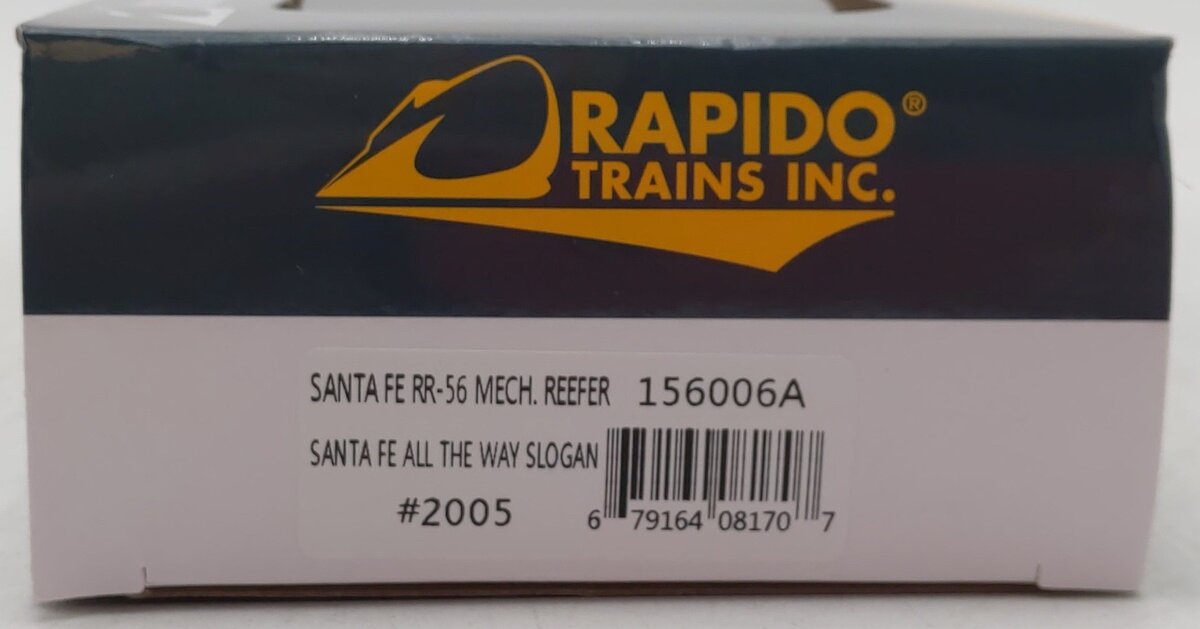 Rapido Trains 156006A HO SF (SF All The Way Slogan) RR-56 Mechanical Reefer Car