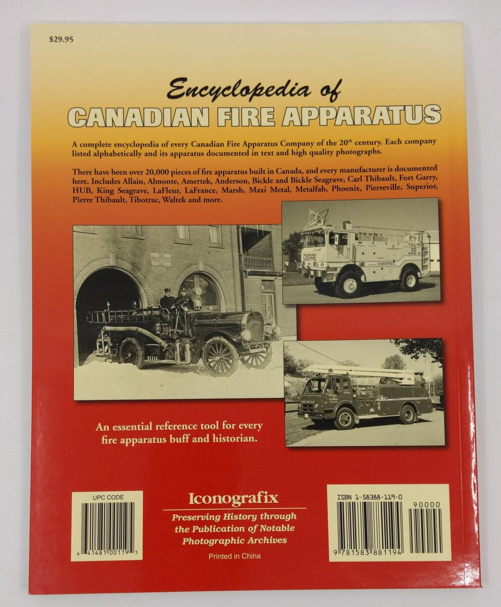 Encyclopedia of Canadian Fire Apparatus Paperback Book By Bob Dubbert EX