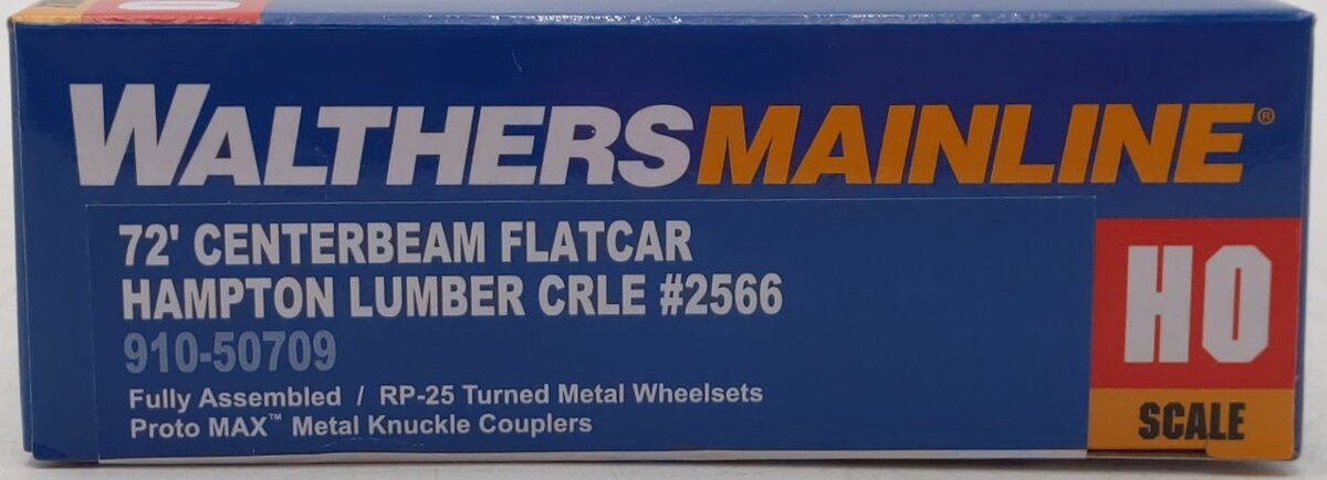Walthers 910-50709 HO Hampton Lumber 72' Centerbeam Flatcar RTR #2566