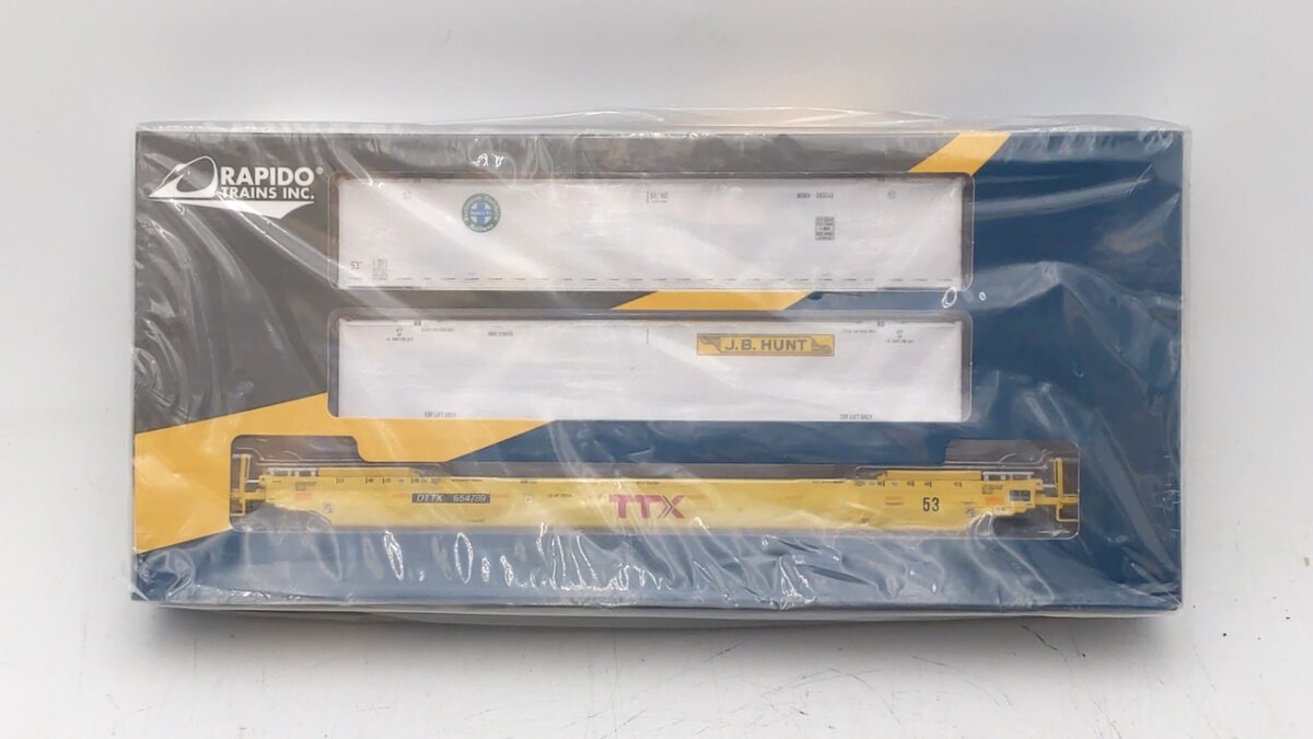 Rapido 401016 HO TTX Gunderson 53' Husky Stack w/ Containers #654789