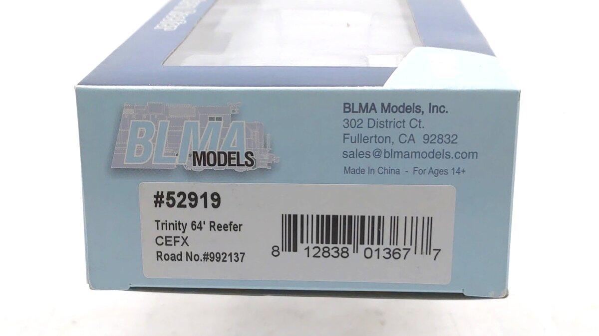 BLMA Models 52919 HO CEFX 64' Reefer #922137