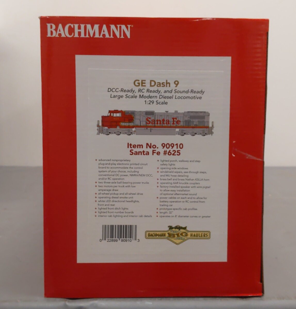 Bachmann 90910 G Santa Fe GE Dash 9 Diesel Locomotive #625