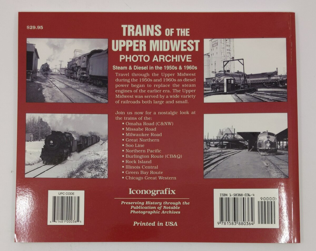 Trains of the Upper Midwest Photo Archive Paperback Book By Marvin Nielsen EX