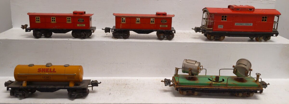 Lionel Vintage O Prewar Freight Cars: 2682, 2817, 2680, 1682, 820 [5] VG