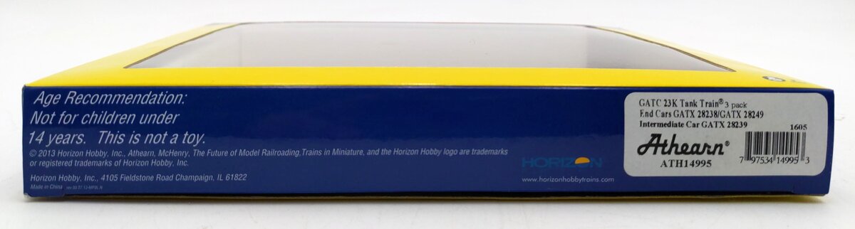 Athearn 14995 N GATX/Late Tank Train A/B Ends & Intermediate Car