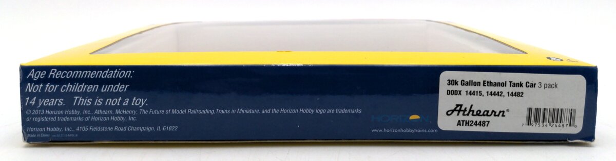 Athearn 24487 N DODX 30,000-Gallon Ethanol Tank Cars #3 (3) LN/Box