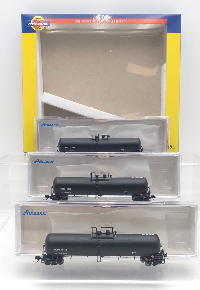 Athearn 24399 N DODX 30,000-Gallon Ethanol Tank Cars #2 (3) LN/Box