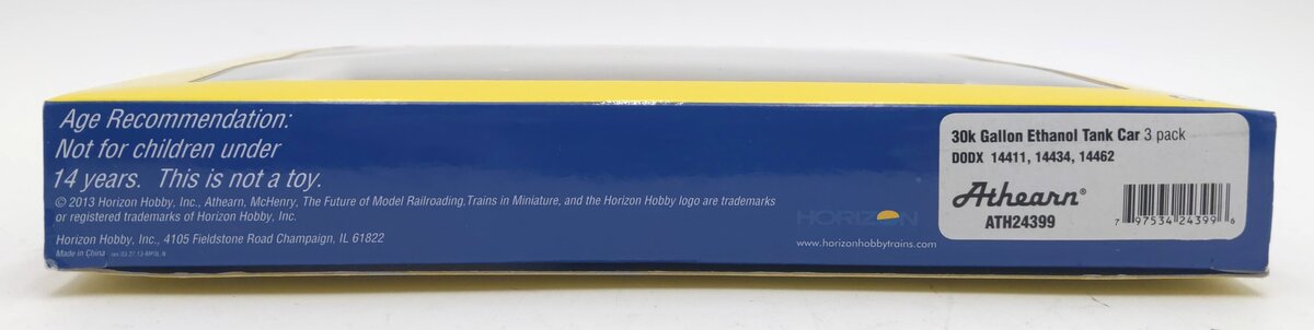 Athearn 24399 N DODX 30,000-Gallon Ethanol Tank Cars #2 (3) LN/Box
