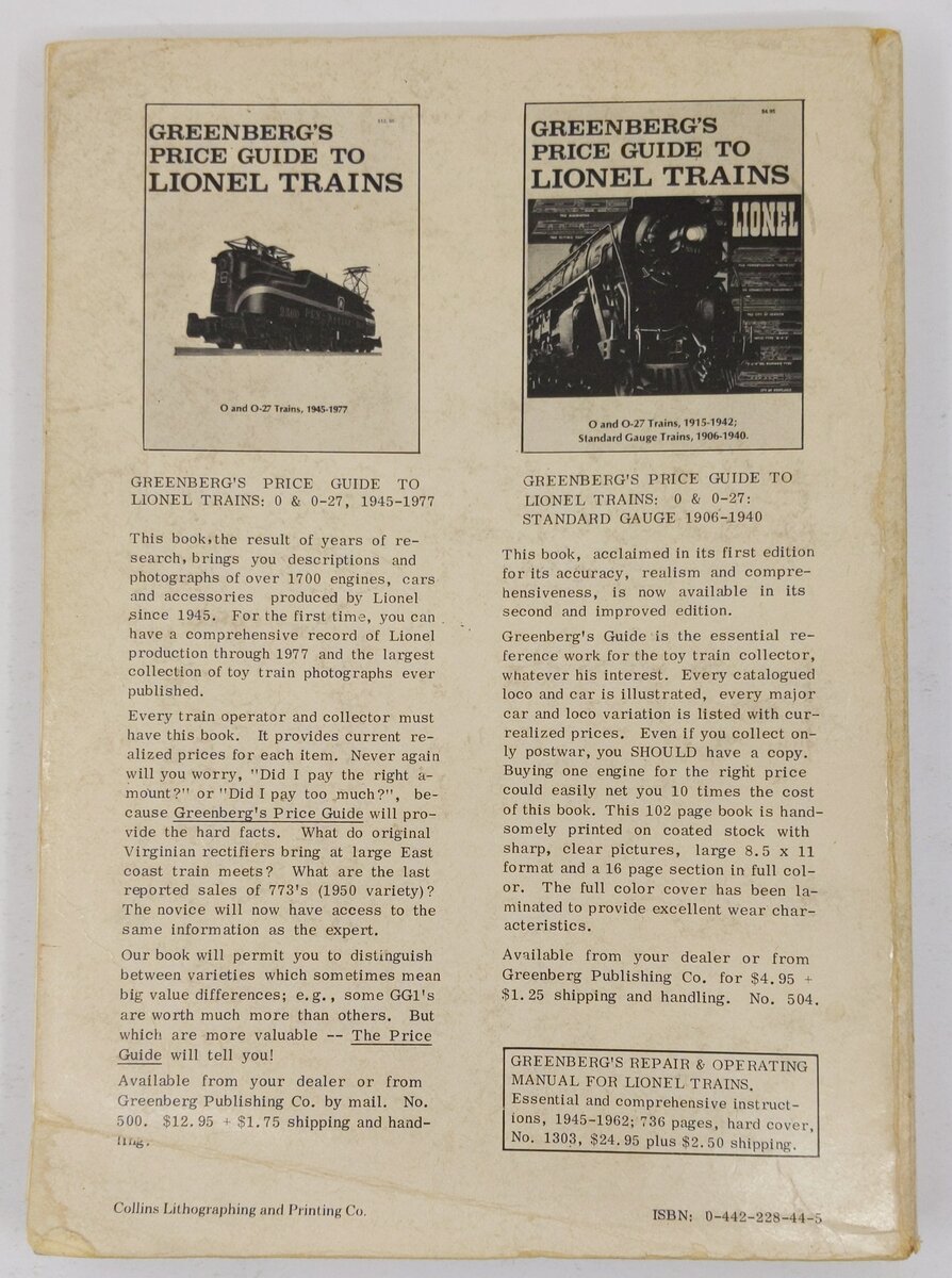 Greenberg's Operating Instructions with Layout Plans for Lionel Trains Paperback