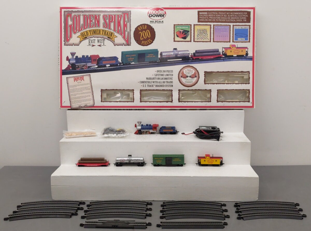 Model Power 1052 Golden Spike HO Gauge Steam Train Set EX/Box