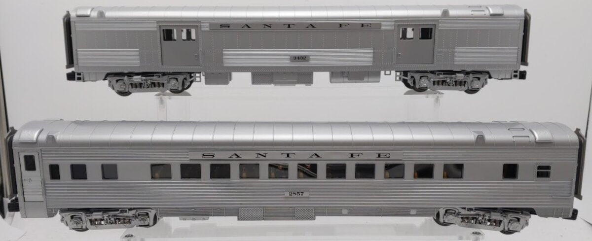 MTH 20-69105 O Gauge Santa Fe 70' Streamlined Baggage/Coach Passenger Set EX/Box
