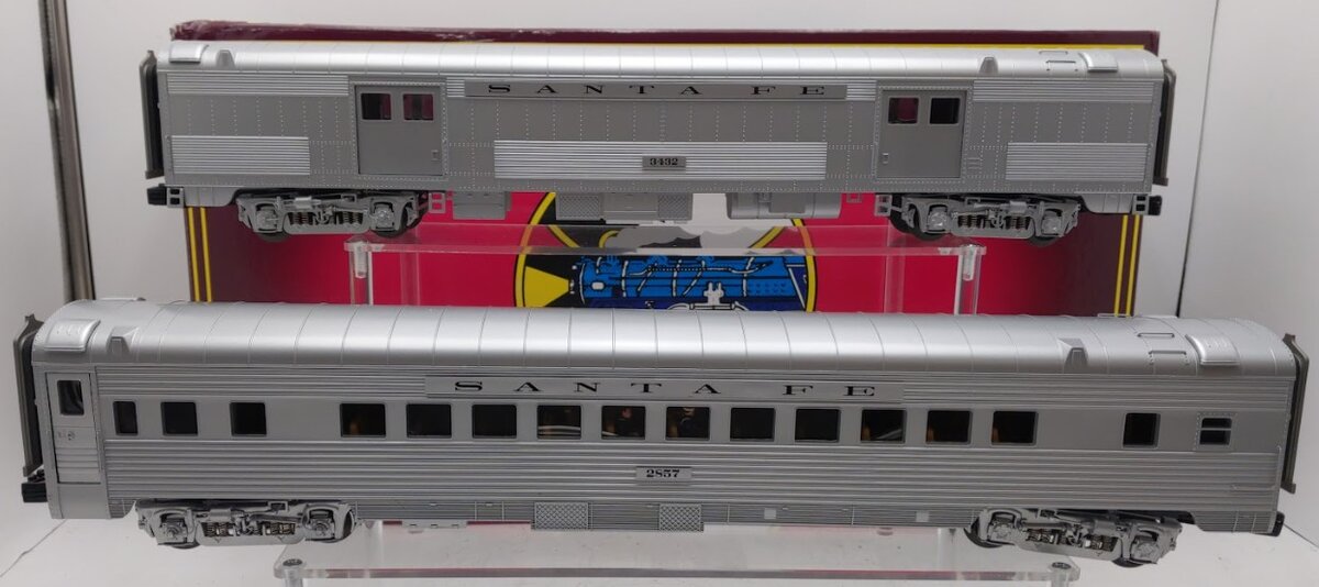MTH 20-69105 O Gauge Santa Fe 70' Streamlined Baggage/Coach Passenger Set EX/Box