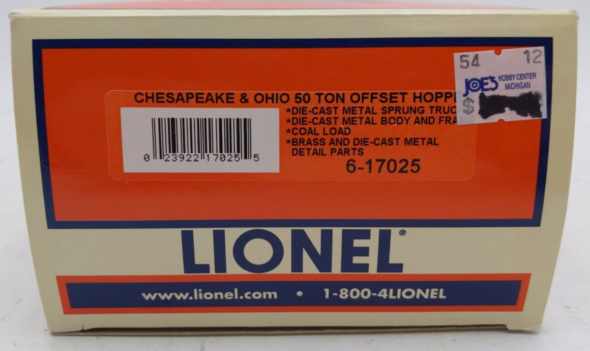 Lionel 6-17025 O Diecast Chesapeake & Ohio 50-Ton Offset Hopper Car #300027 LN/Box