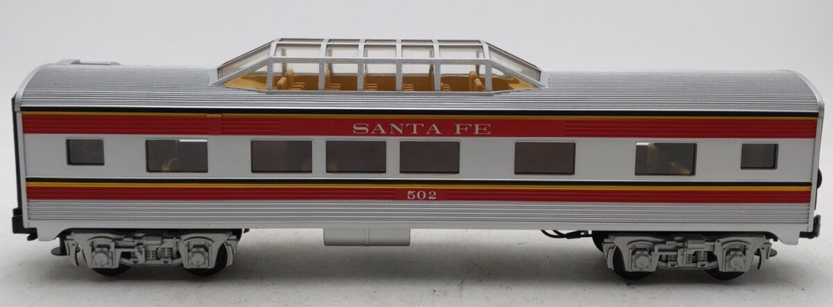 MTH 30-6103-4 O Gauge Santa Fe Streamlined Vista Dome Car #502 EX