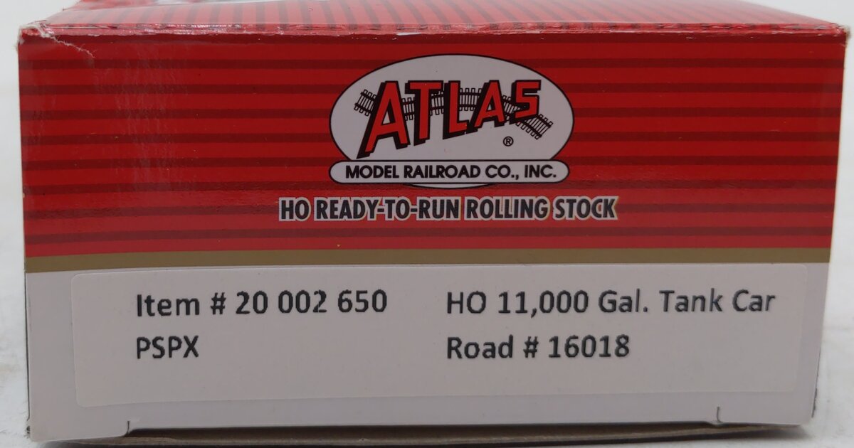 Atlas 20002650 HO Scale 11K-Gal Tank w/Plt PSPX #16018