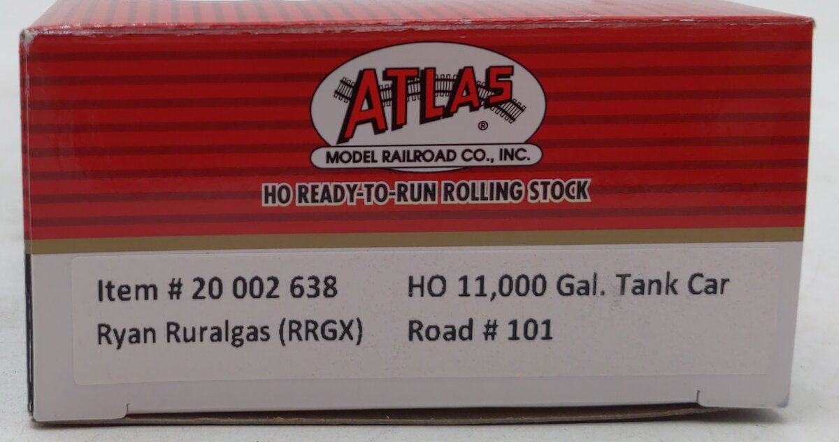 Atlas 20002638 HO Scale Ryan Ruralgas (RRGX) 11K-Gallon Tank #101