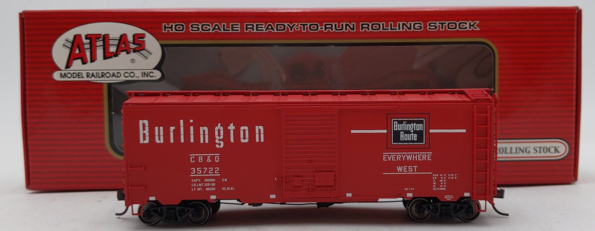 Atlas 20001387 HO Burlington 40' Postwar Boxcar w/ 6' Door #35722