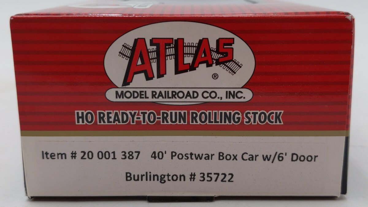 Atlas 20001387 HO Burlington 40' Postwar Boxcar w/ 6' Door #35722