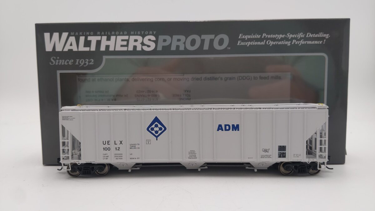 Walthers 920-106121 HO ADM/UELX 55' Evans 4780 3-Bay Covered Hopper #10012