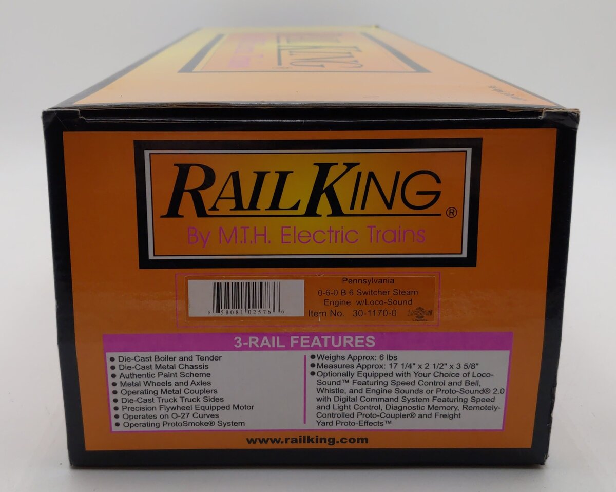 MTH 30-1170-0 O Gauge PRR 0-6-0 B6 Steam Locomotive & Tender #1670 LN/Box