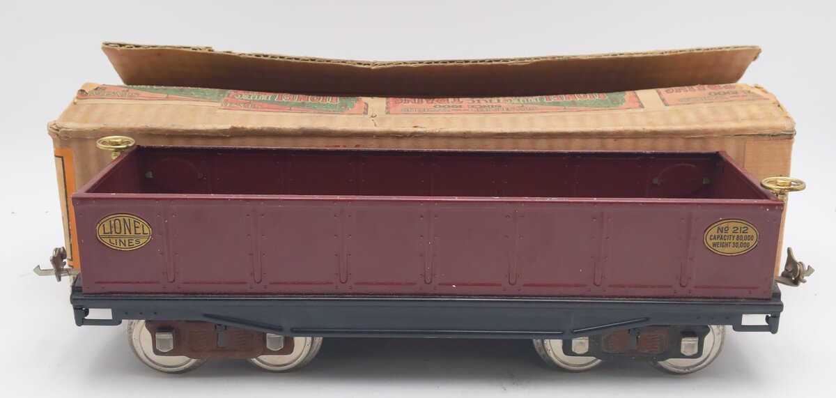 Lionel 212 Vintage Standard Gauge Lionel Lines Maroon Gondola VG/Box