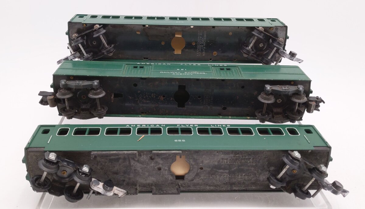 American Flyer Vintage S Postwar Passenger Cars # 655, 951 & 655 [3] VG