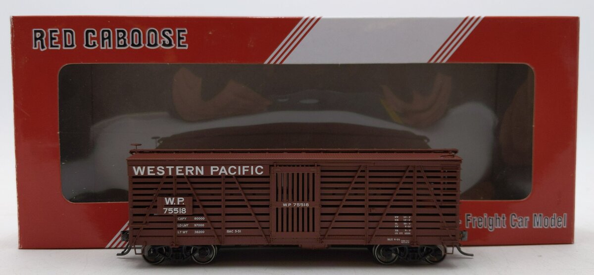 Red Caboose RR-39031-15 HO S-40-5 Stock Car Western Pacific Car # 75518