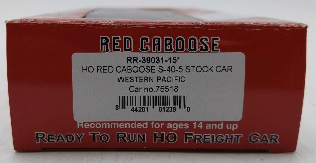 Red Caboose RR-39031-15 HO S-40-5 Stock Car Western Pacific Car # 75518