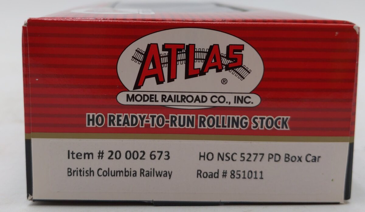 Atlas 20002673 HO British Columbia Railway NSC 50' Plug Door Box Car # 851011