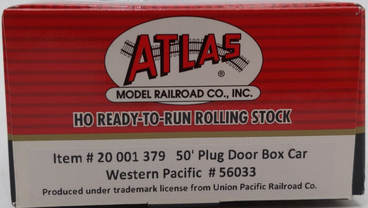 Atlas 20001379 HO Scale Western Pacific 50' Plug Door Box Car #56033