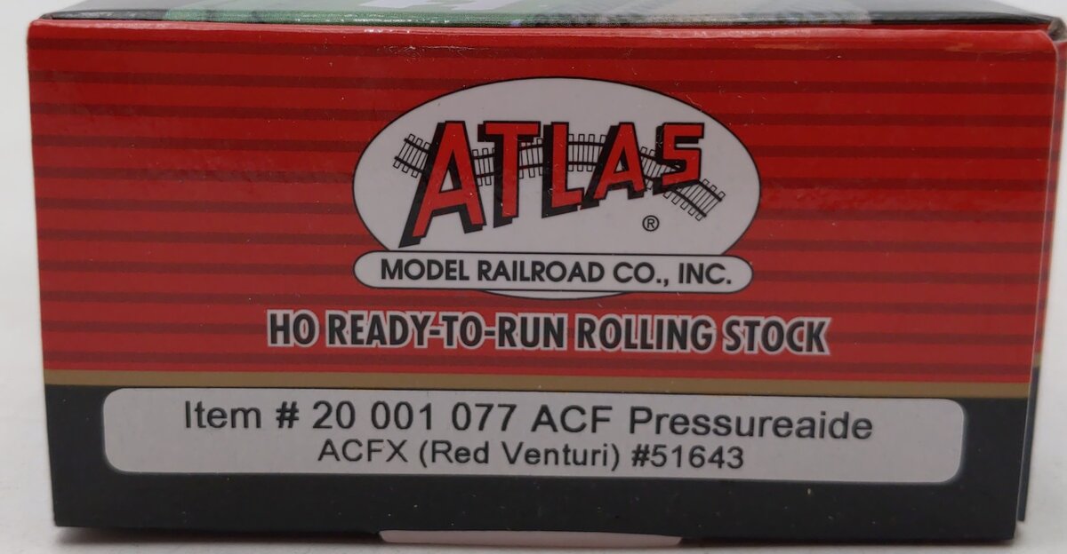 Atlas 20001077 HO Red Venturi ACF 4-Bay Centerflow Covered Hopper #51643