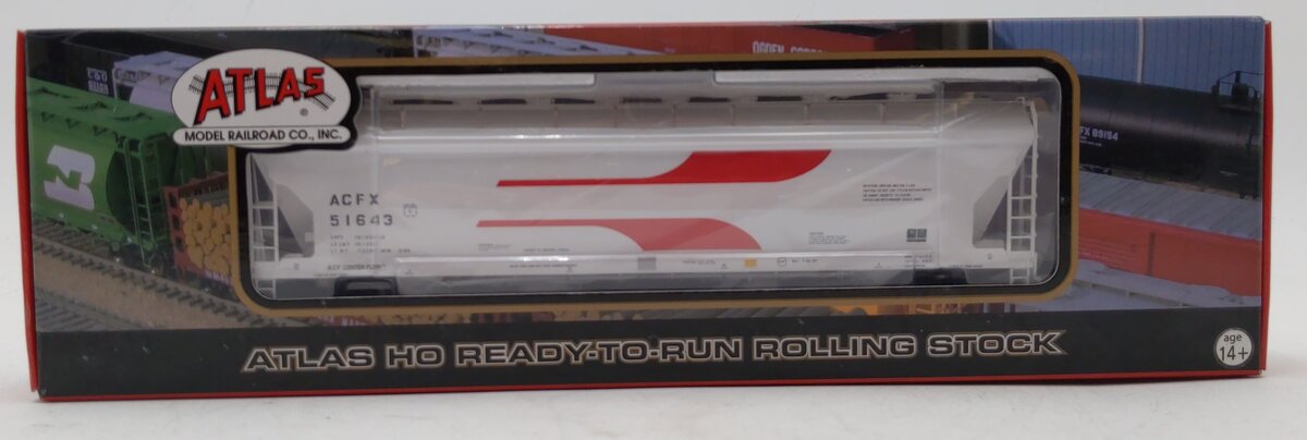 Atlas 20001077 HO Red Venturi ACF 4-Bay Centerflow Covered Hopper #51643