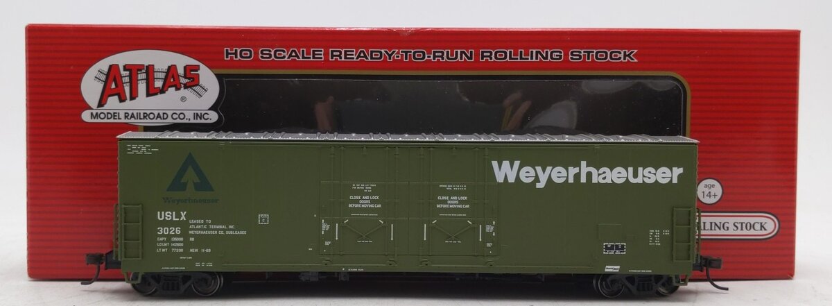 Atlas 20002473 HO Scale Weyerhaeuser Evans 53' Double Plug Door Boxcar #3026