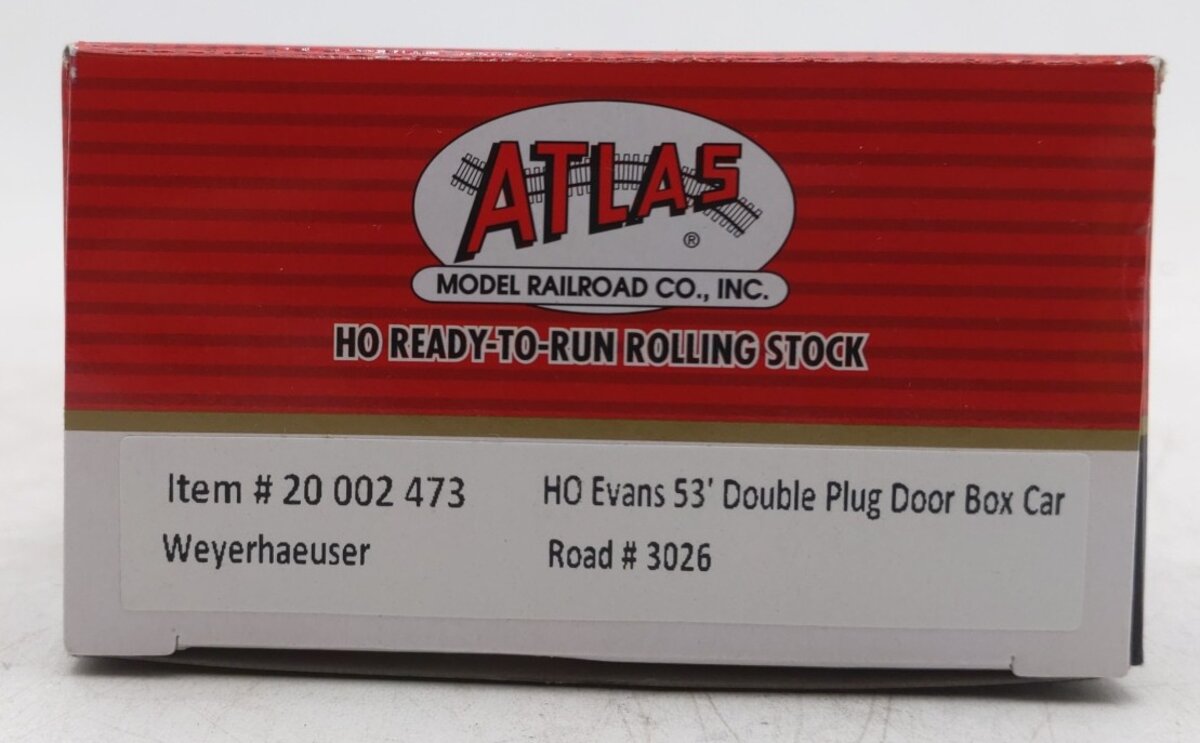 Atlas 20002473 HO Scale Weyerhaeuser Evans 53' Double Plug Door Boxcar #3026