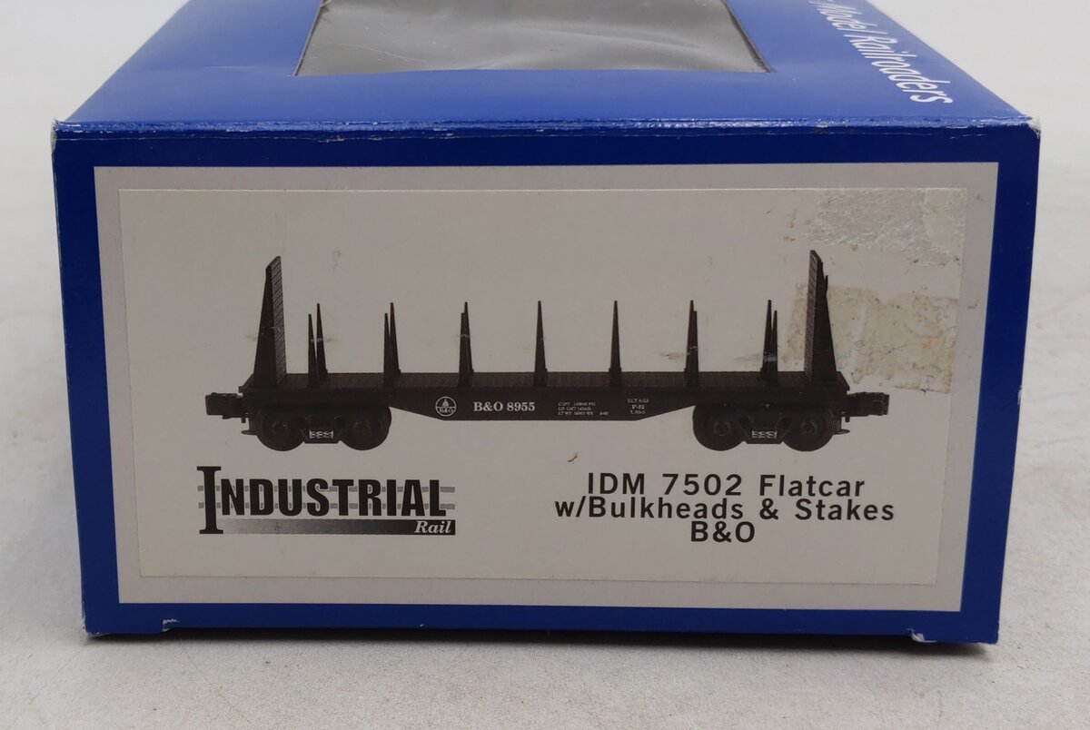 Industrial Rail 7502 O Baltimore & Ohio Flatcar w/Bulkheads & Stakes #8955 EX/Box