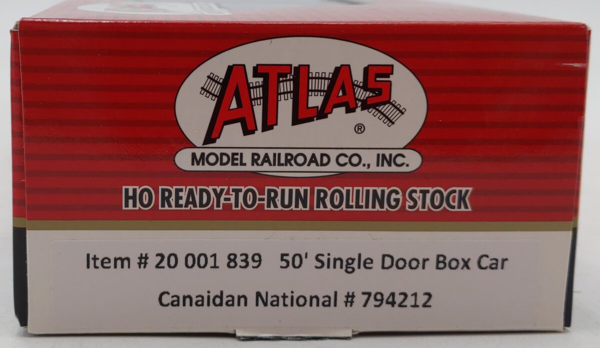 Atlas 20001839 HO Canadian National 50' Single-Door Boxcar #794212