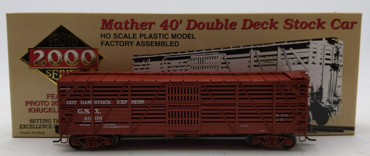 Proto 2000 4098 HO GSX Mather 40' Double Deck Stock Car #4098 LN/Box
