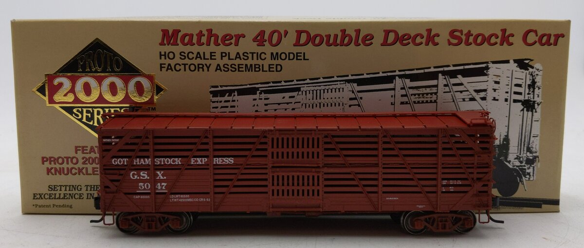 Proto 2000 5047 HO GSX Mather 40' Double Deck Stock Car #5047 LN/Box