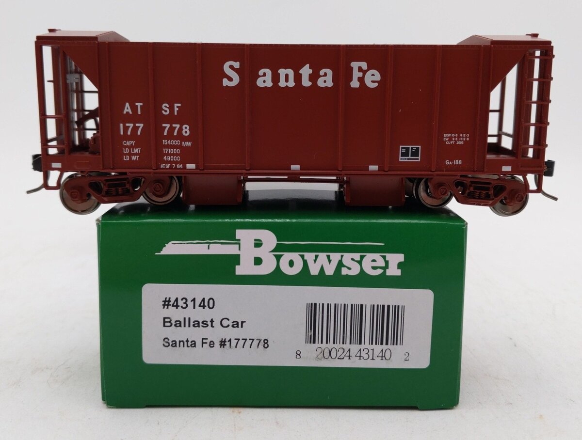 Bowser 43140 HO Santa Fe RTR 70-Ton 2-Bay Ballast Hopper #177778