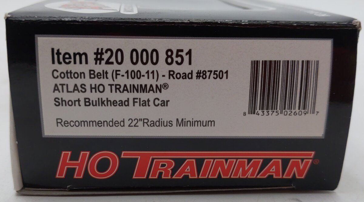 Atlas 20000851 HO Scale Trainman Bulkhead Flat/Short, SSW  #87501
