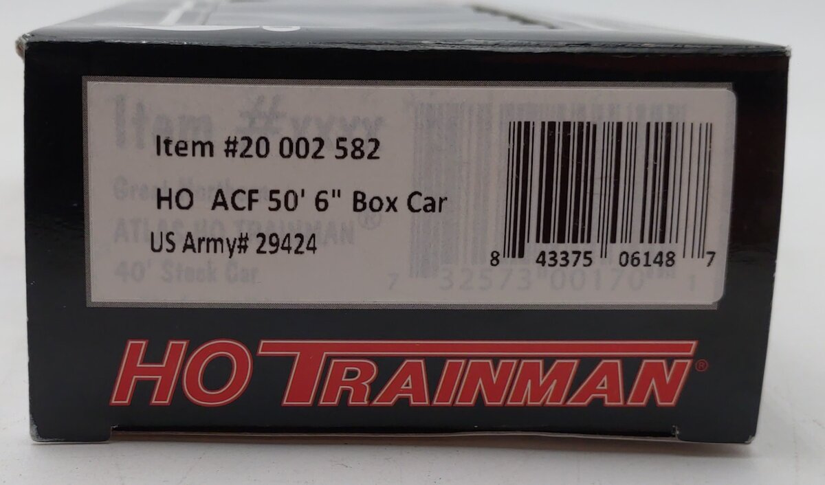 Atlas 20002582 HO Scale Trainman United States Army 50' 6" ACF Box Car #29424