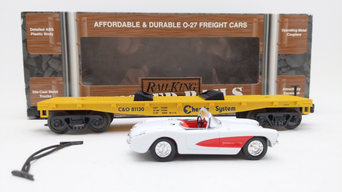 MTH 33-7603 O Gauge Chessie Flatcar w/ Corvette #81130 EX/Box