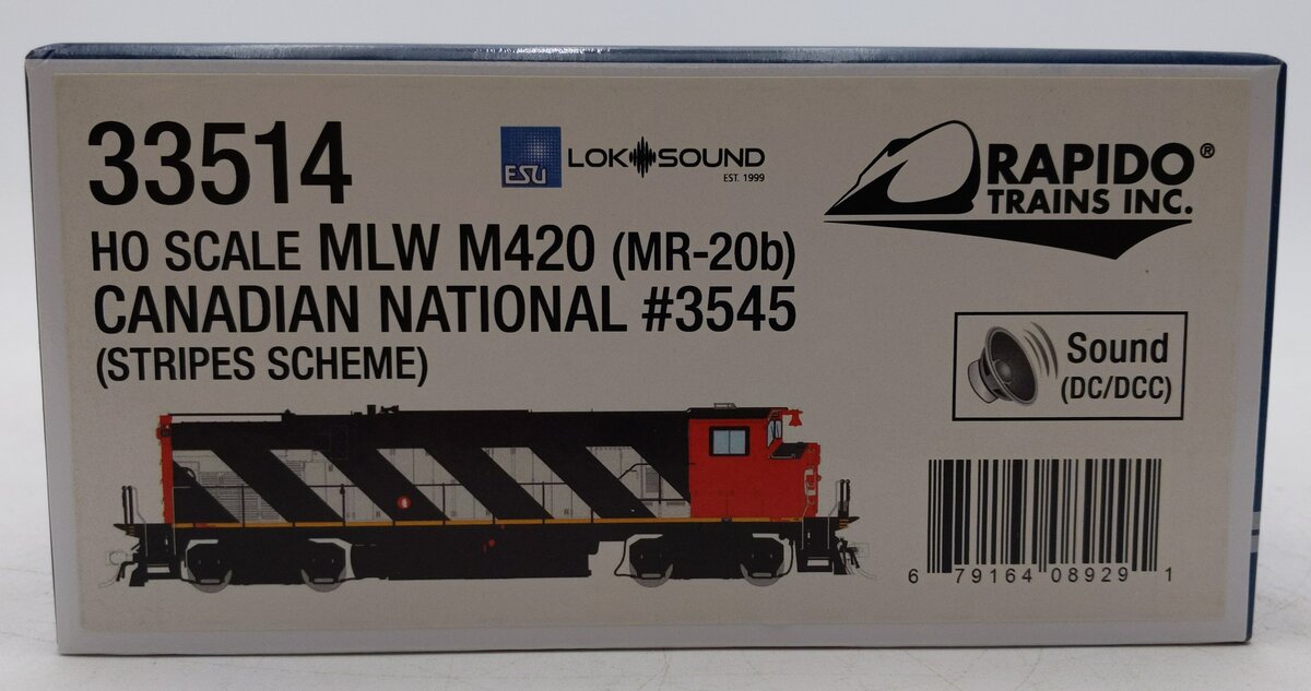 Rapido Trains 33514 HO CN MLW M420 Diesel Locomotive DCC & Sound #3545 NIB