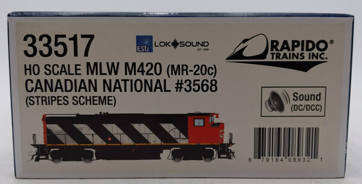 Rapido Trains 33517 HO CN MLW M420 Diesel Locomotive DCC & Sound #3568 NIB